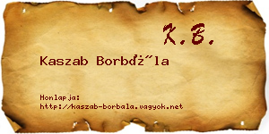 Kaszab Borbála névjegykártya